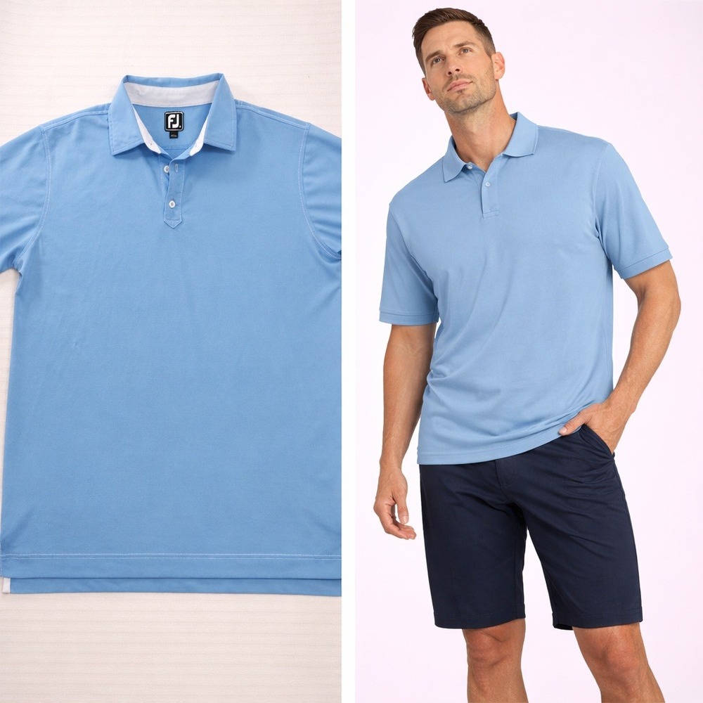 FootJoy‎ Athletic Fit Golf Polo Shirt Mens XL Blue Short Sleeve Performance FJ